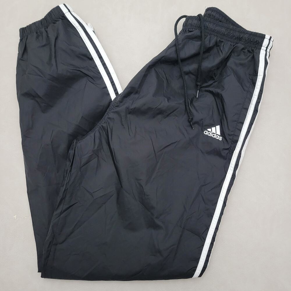 Vintage Adidas Mens Track Pants Size XXL Black Zipper Leg 90s Nylon Y2k